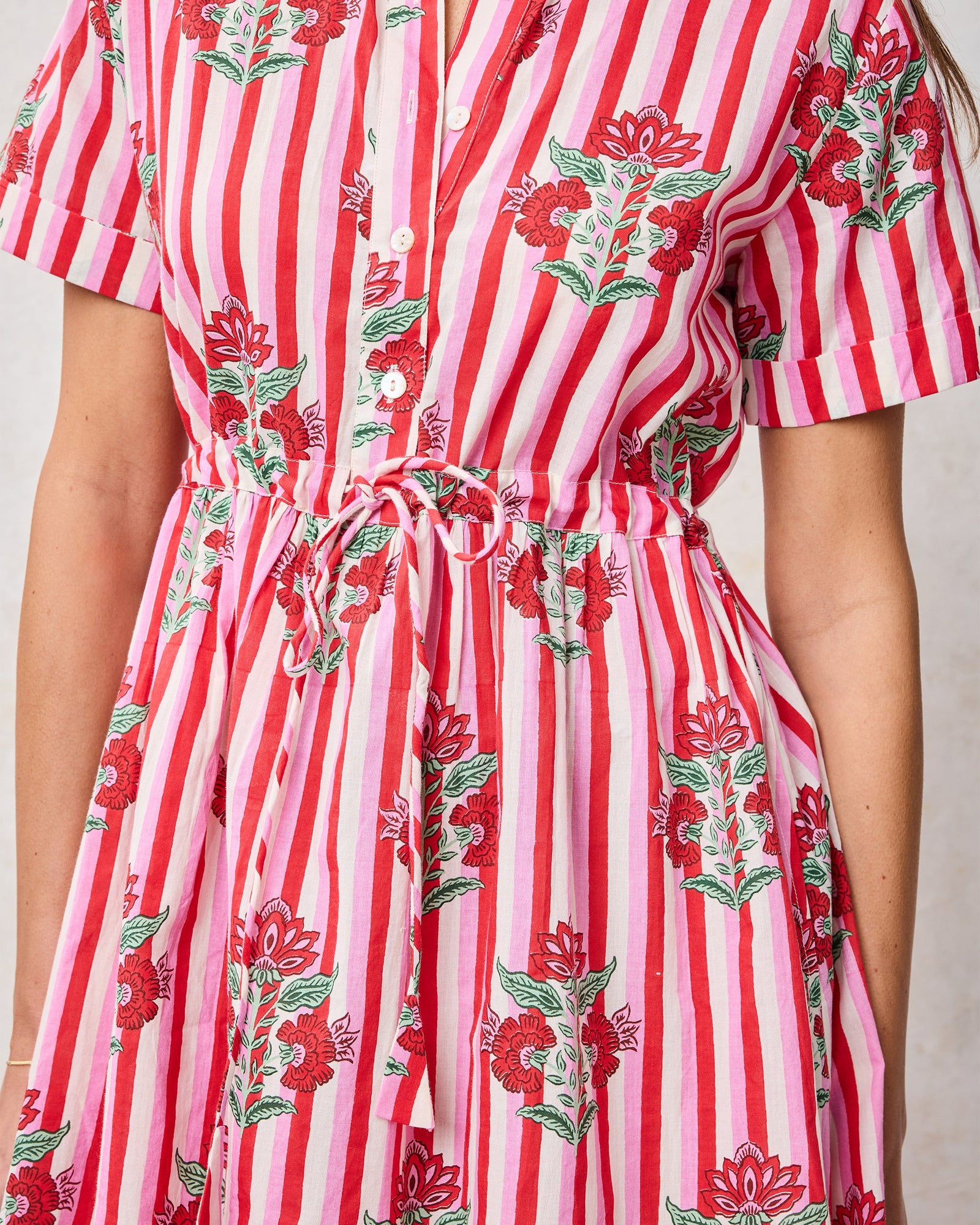 Carnation Stripes - Maude Dress - Scarlet Petal - Printfresh