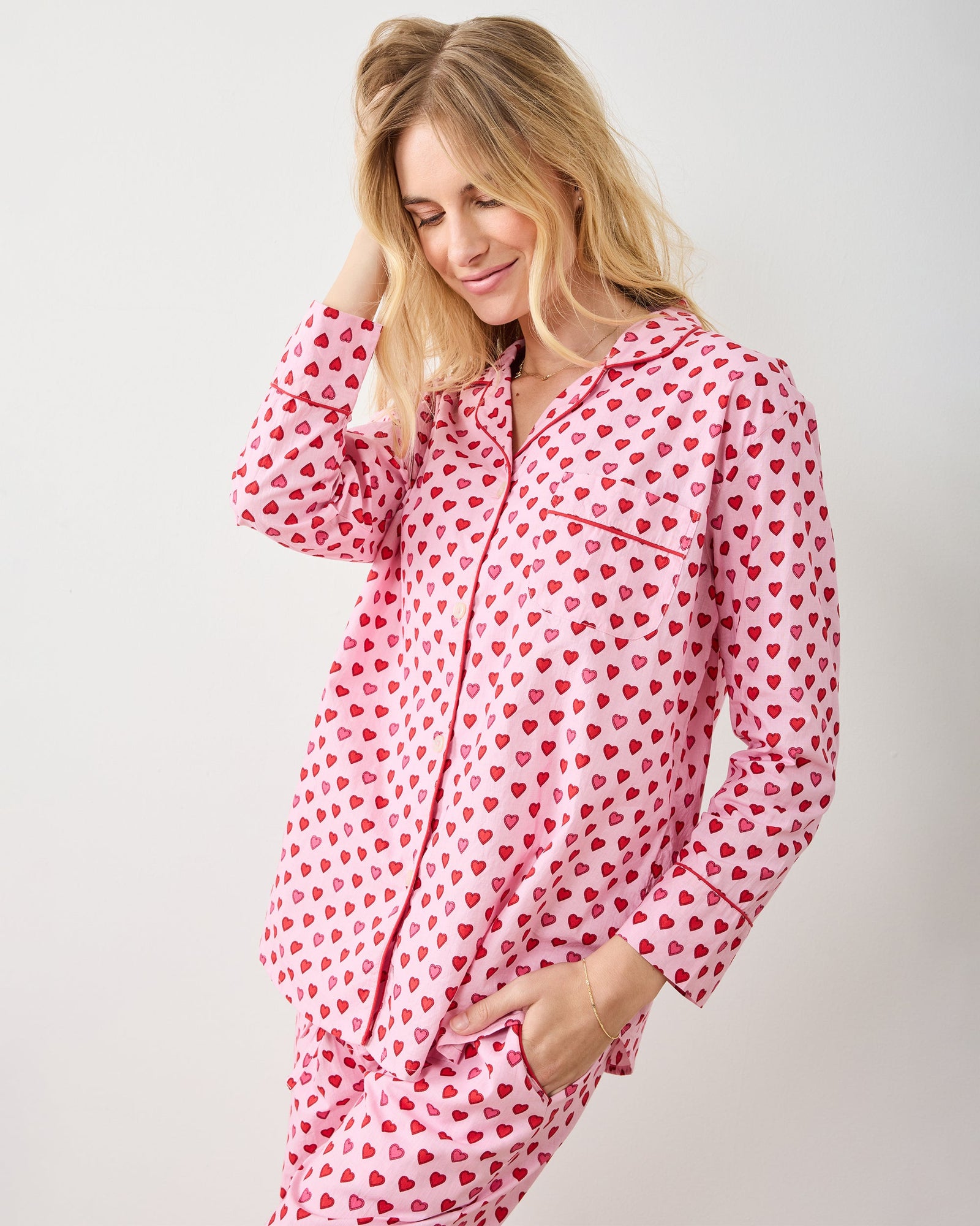 Mini Candy Hearts - Tall Long PJ Set - Pink Macaron - Printfresh