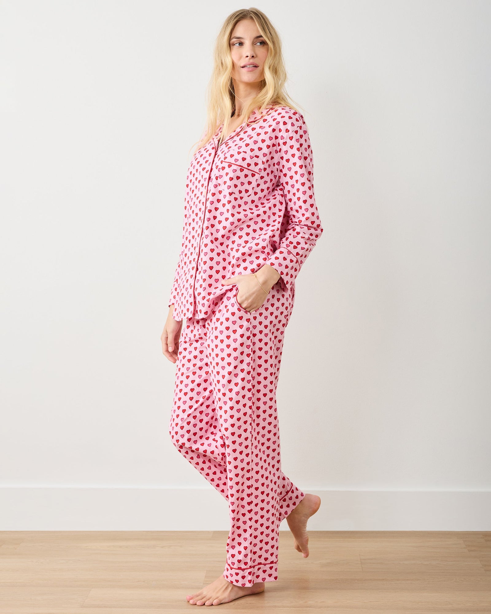 Mini Candy Hearts - Long PJ Set - Pink Macaron - Printfresh