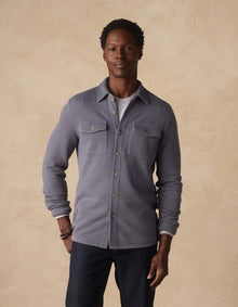 Men | Looped Terry Button Up | Harbor Blue