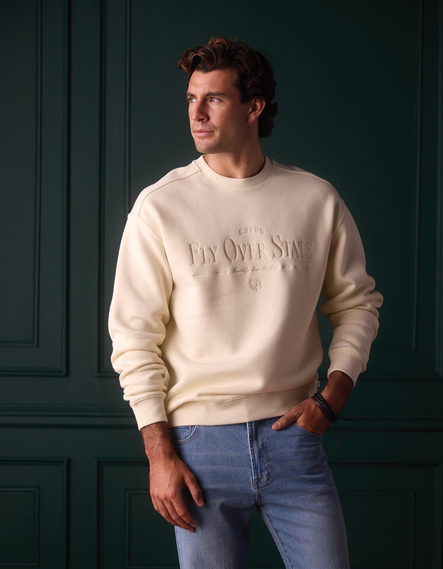 Men | Normal Fleece Graphic Pullover | Ivory