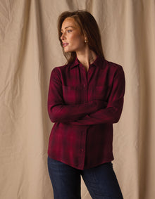 Women | Harper Button Up | Fig Plaid