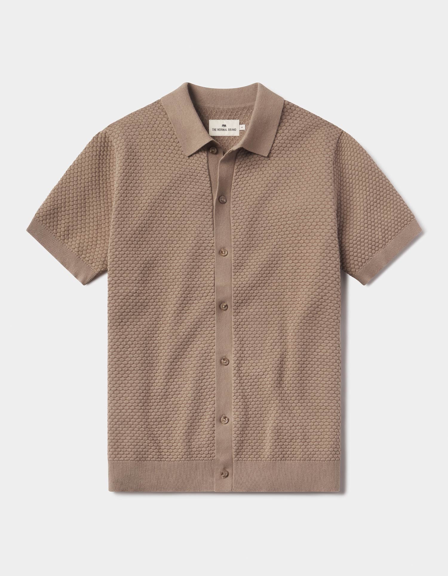 Men | Robles Knit Jacquard Button Up | Taupe