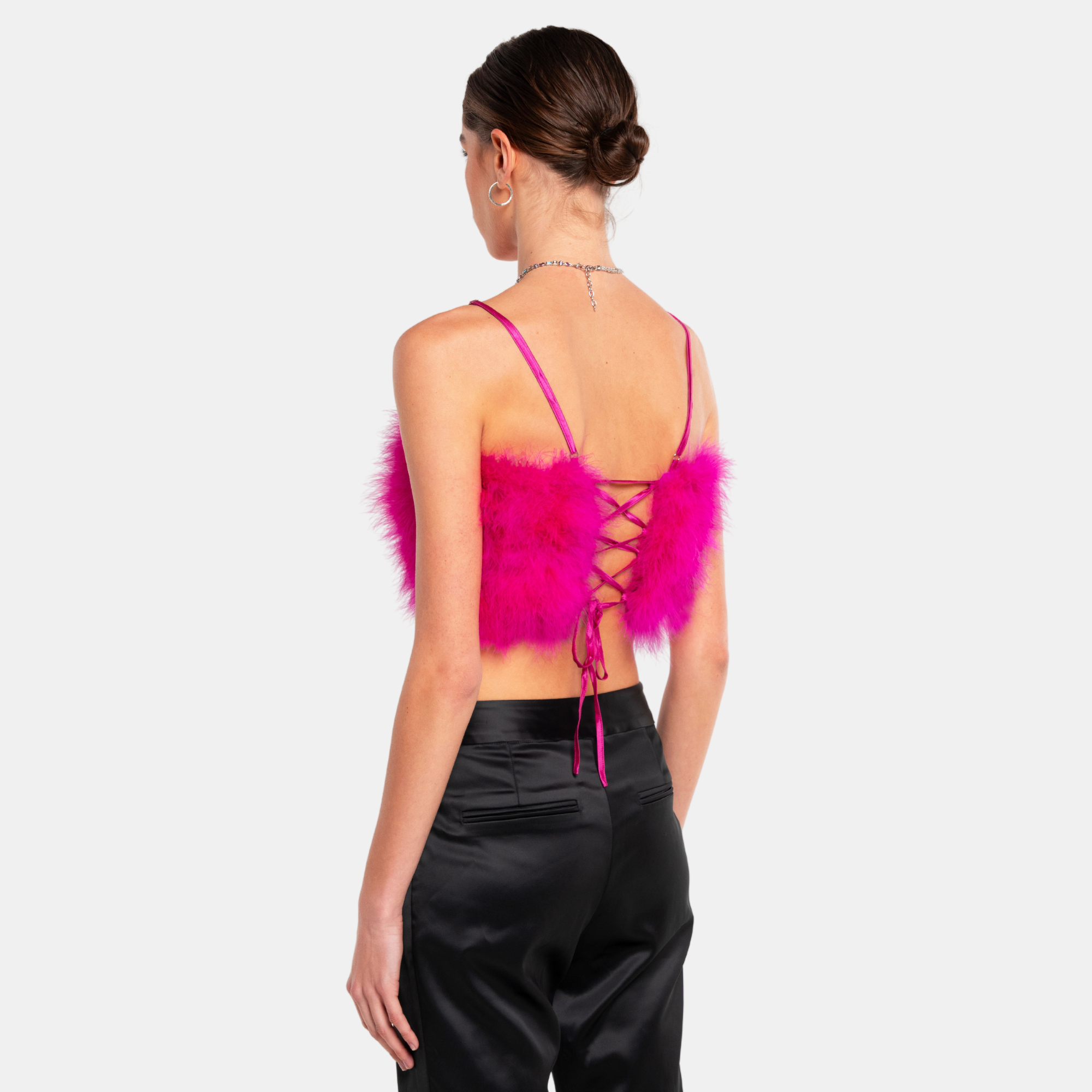 OW Collection Pixie Feather Top | Neon Pink