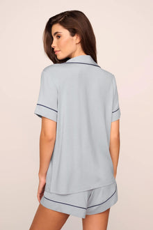 Model is wearing Gisele TENCEL Modal Relaxed Short PJ Set  in  Gray Dawn/Navy