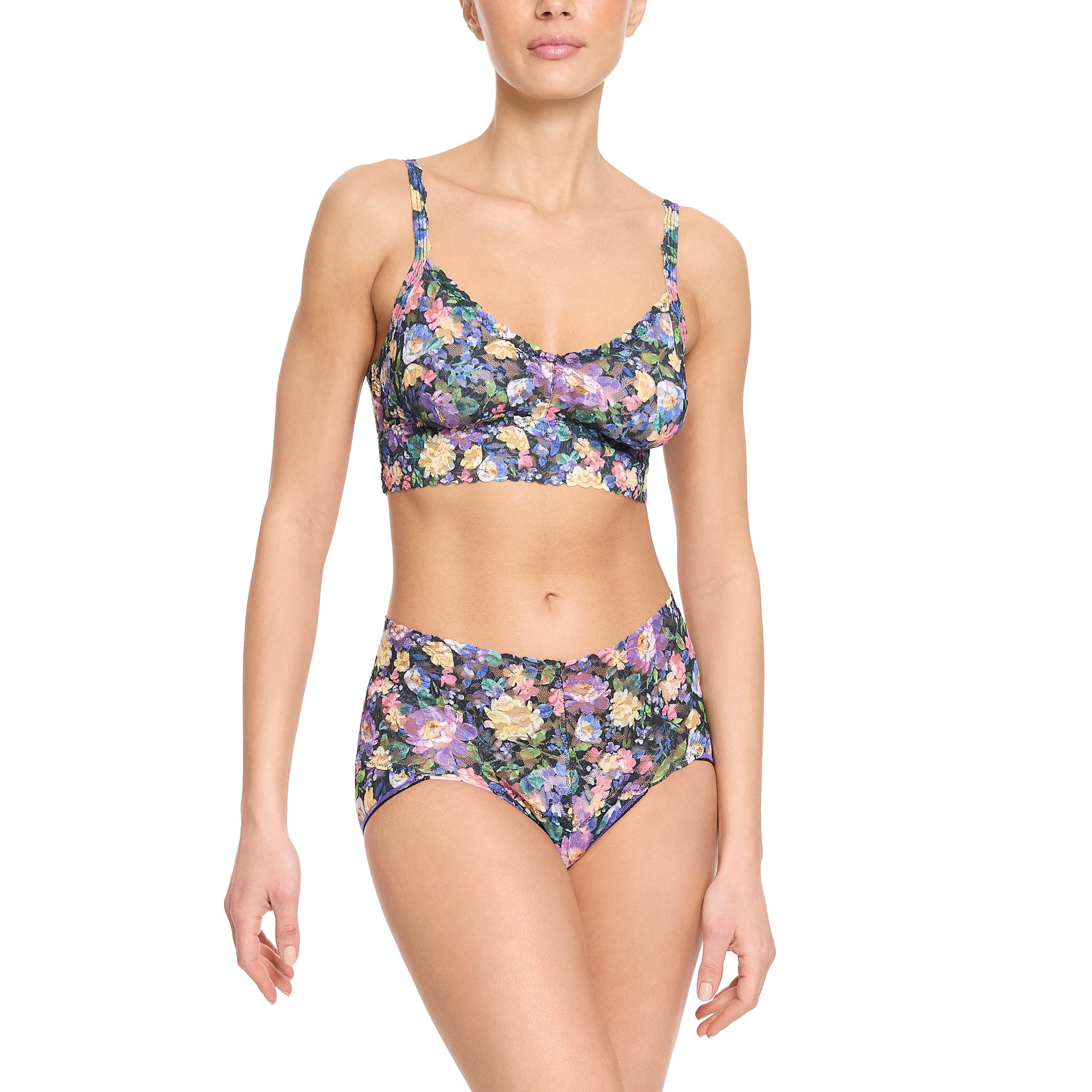 Vneck Retro Bralette | Dream Garden (Black)