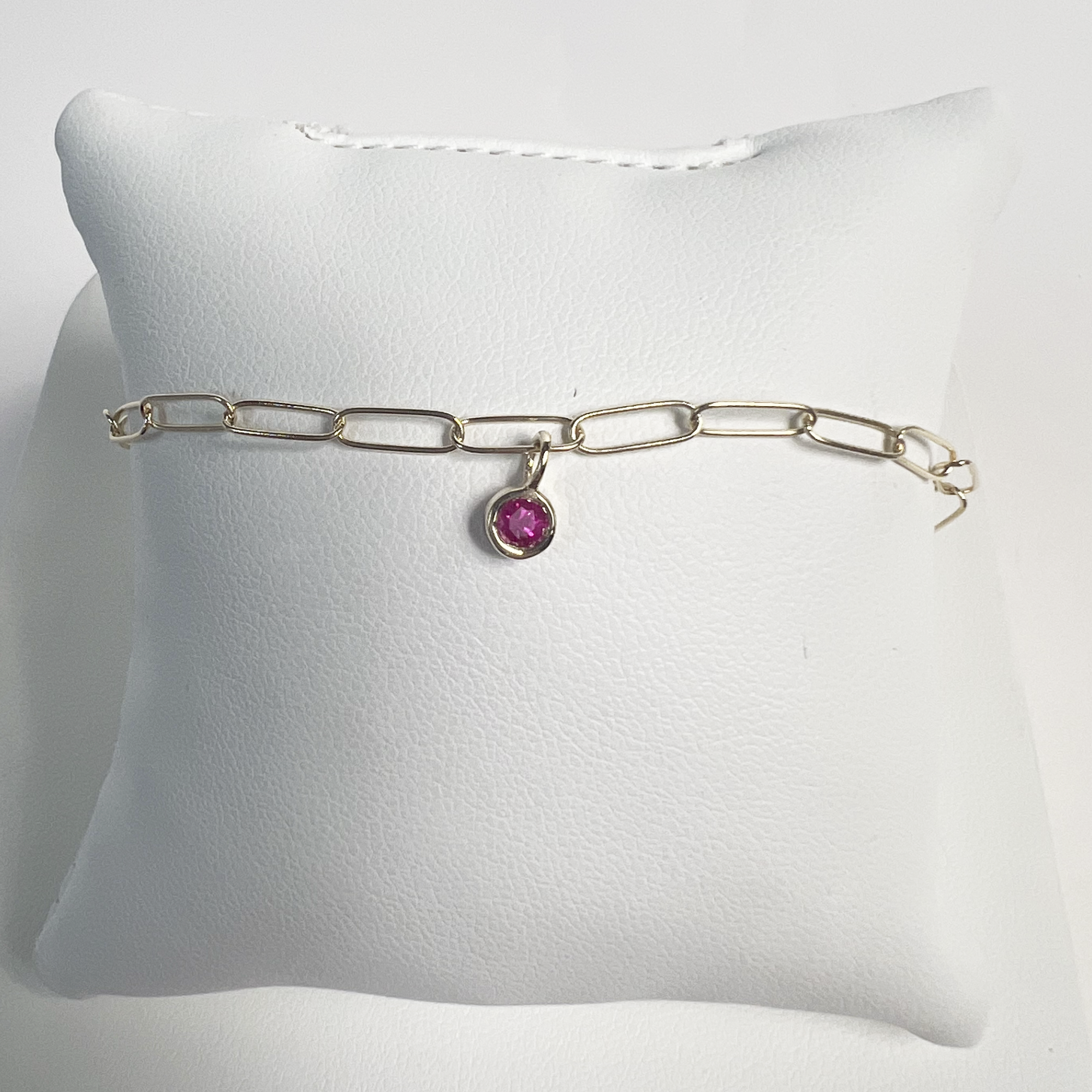 Birthstone Paperclip Bracelet | 10K Yellow Gold