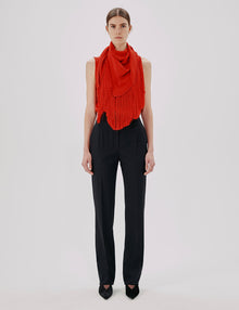 Women | Fringe Scarf Neck Shell | Tomato