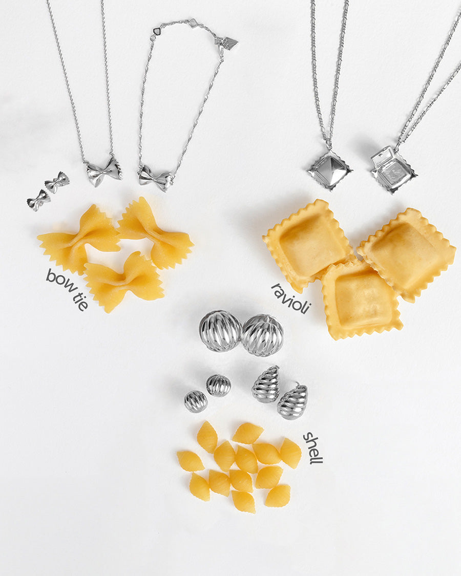 Bow Tie Pasta Bracelet | Silver Rhodium Plated Brass