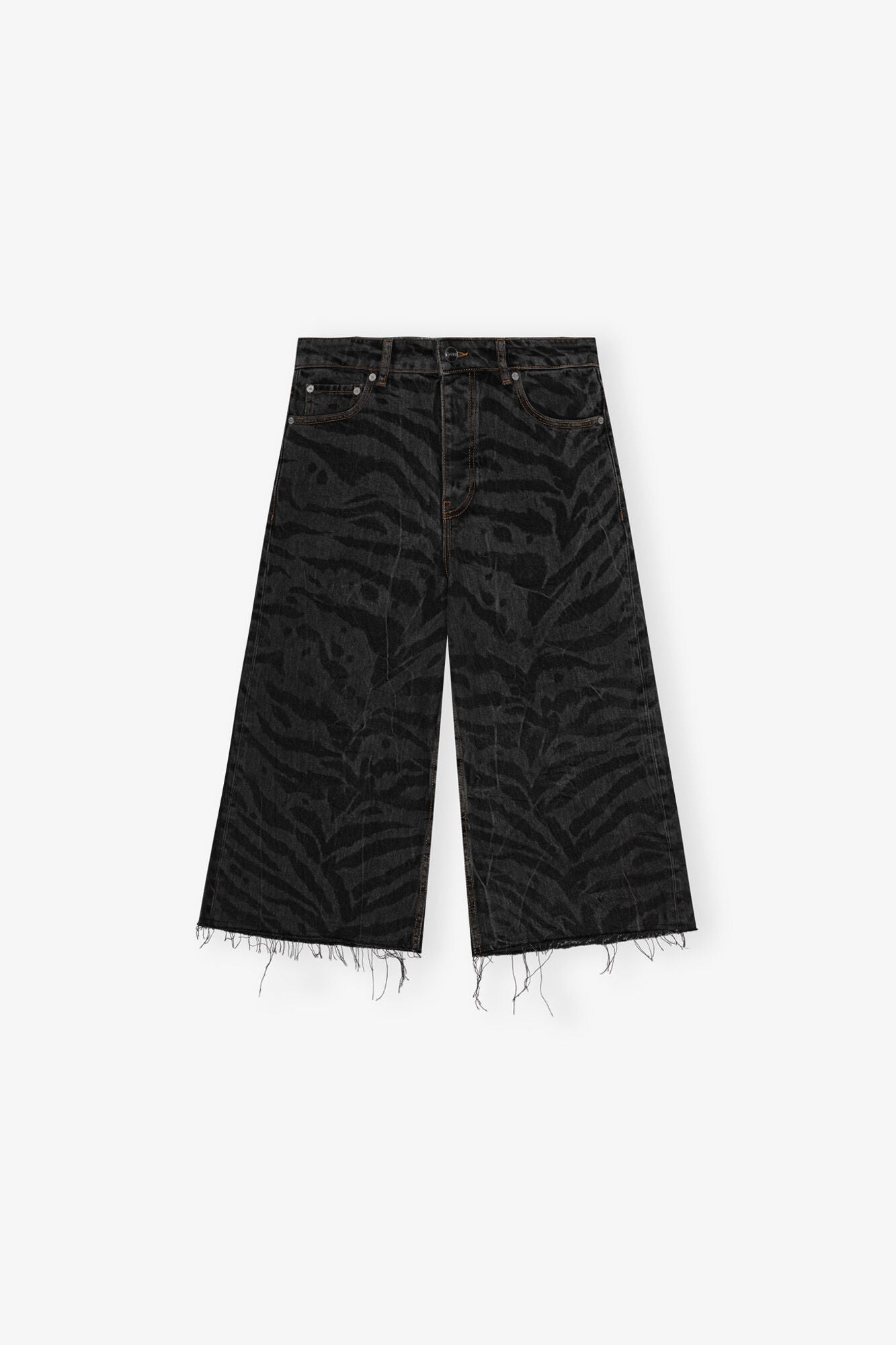 Patterned Denim Shorts | Black