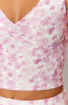 Peony Paradise Lace Crop Top | Pink