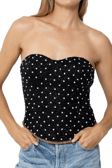 Perla Hand - Beaded Embellished Corset Top - Black - Self - Adore