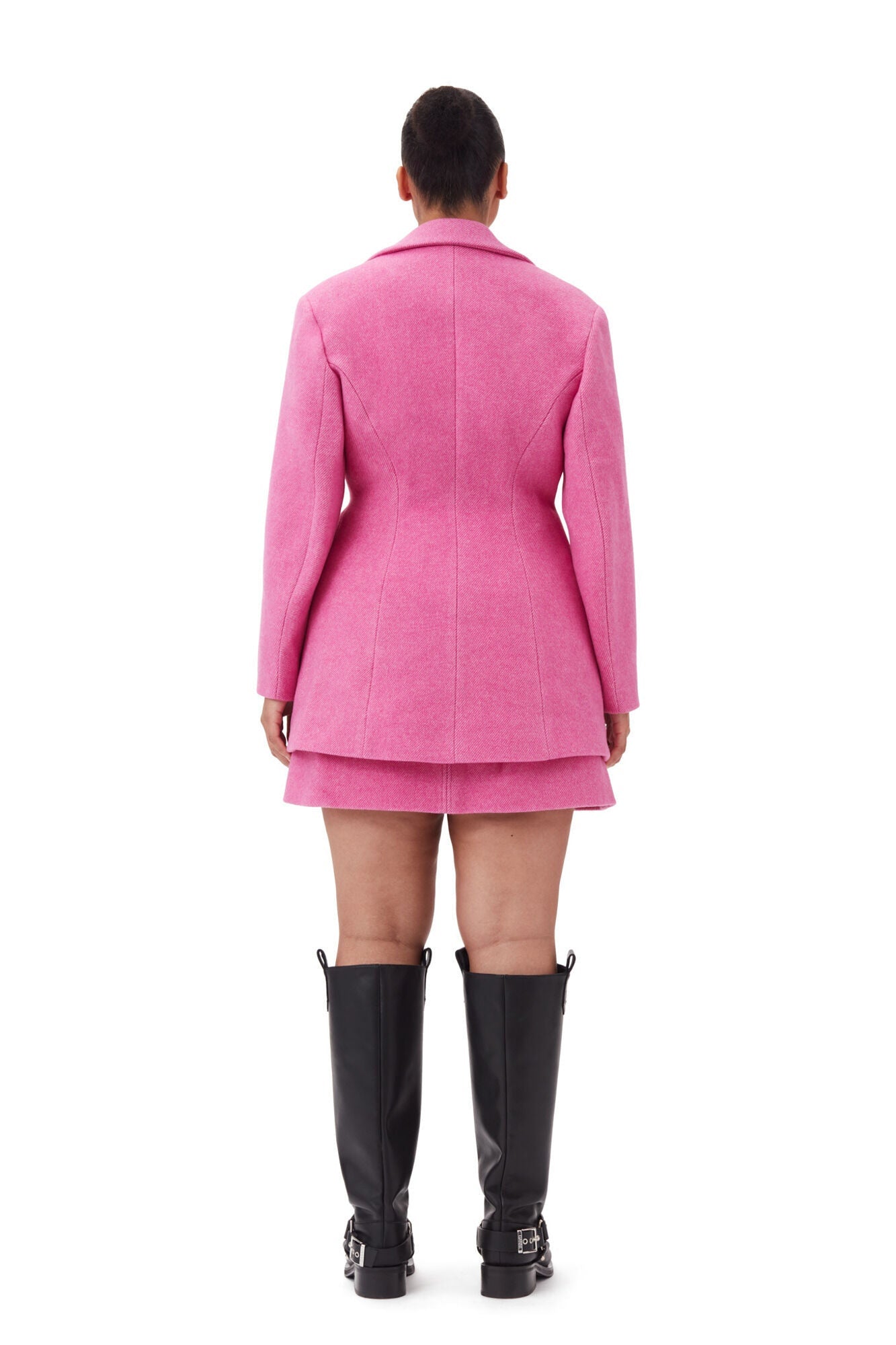 Pink Twill Wool Suiting Fitted Blazer | Fiji Flower