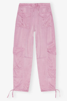 Pink Washed Satin Trousers | Bleached Mauve