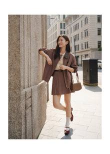 Plaid A-Line Skirt | Brown