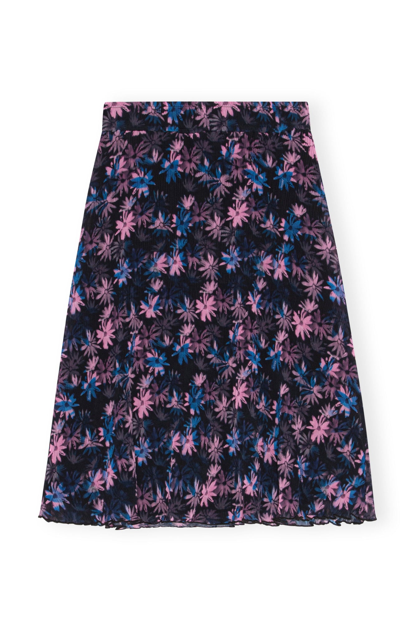 Pleated Georgette Midi Skirt | Daisy Spray Lilac Sachet