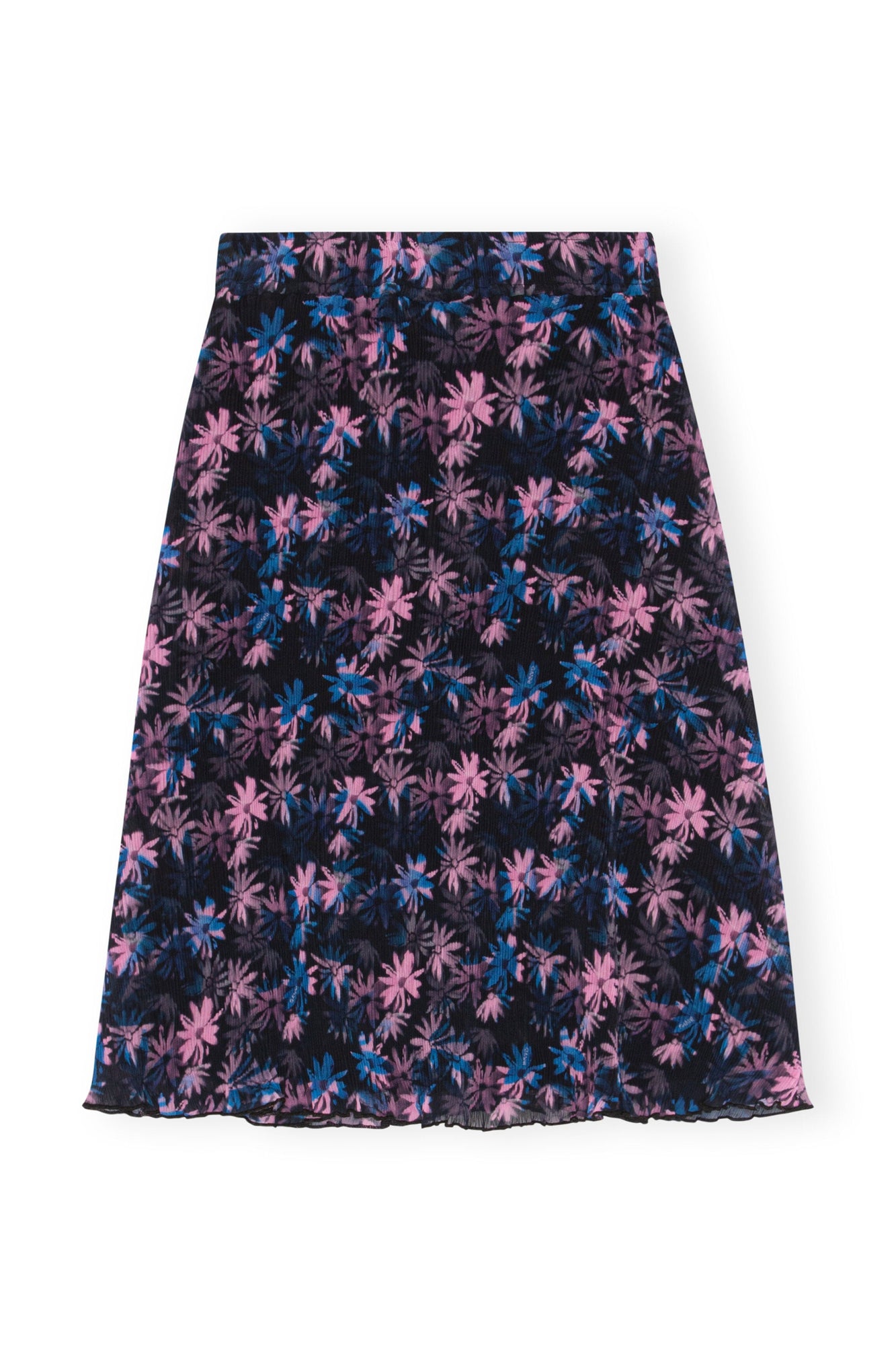 Pleated Georgette Midi Skirt | Daisy Spray Lilac Sachet