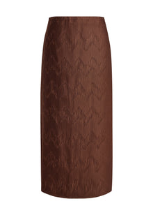 Pleated Midi Skirt | Brown