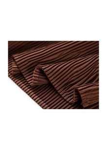 Pleated Midi Skirt | Brown