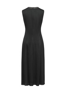 Pleated Triacetate Dress | Black