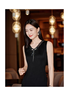 Pleated Triacetate Dress | Black