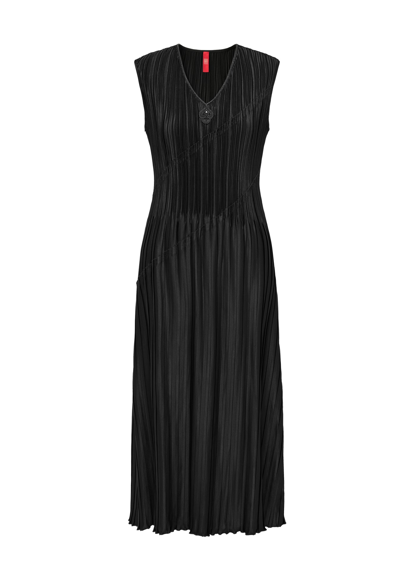 Pleated Waist-Cinched Dress | Black
