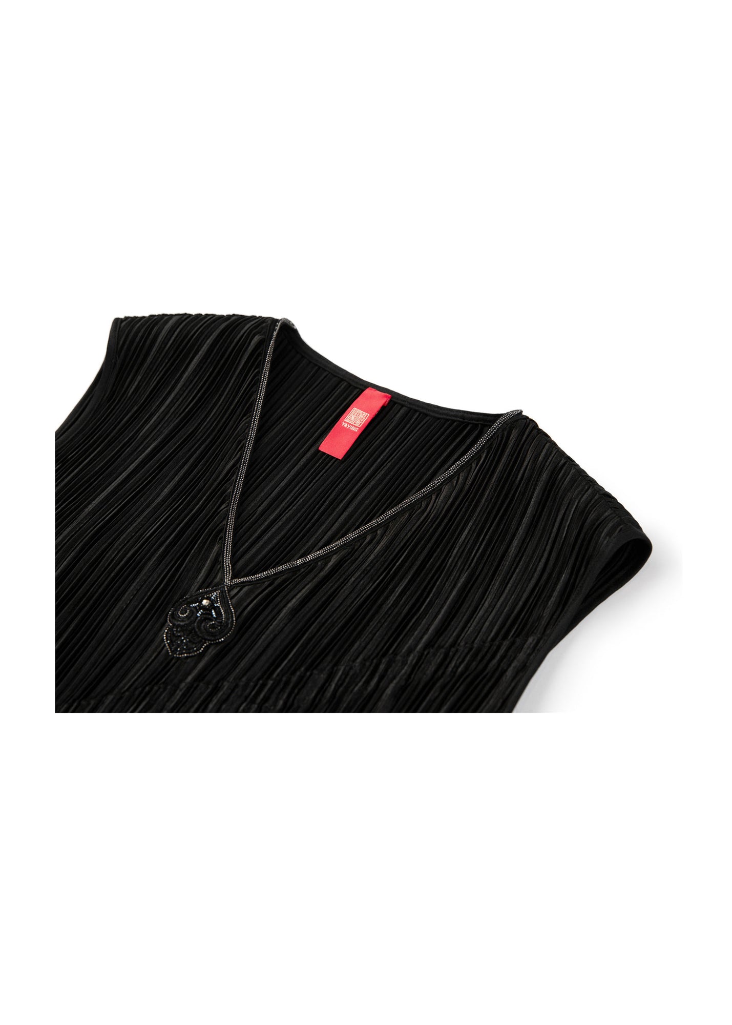 Pleated Waist-Cinched Dress | Black