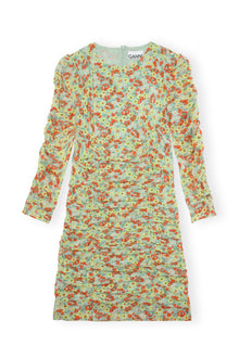 Printed Mesh Mini Dress | Meadow Celadon Green