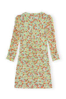 Printed Mesh Mini Dress | Meadow Celadon Green