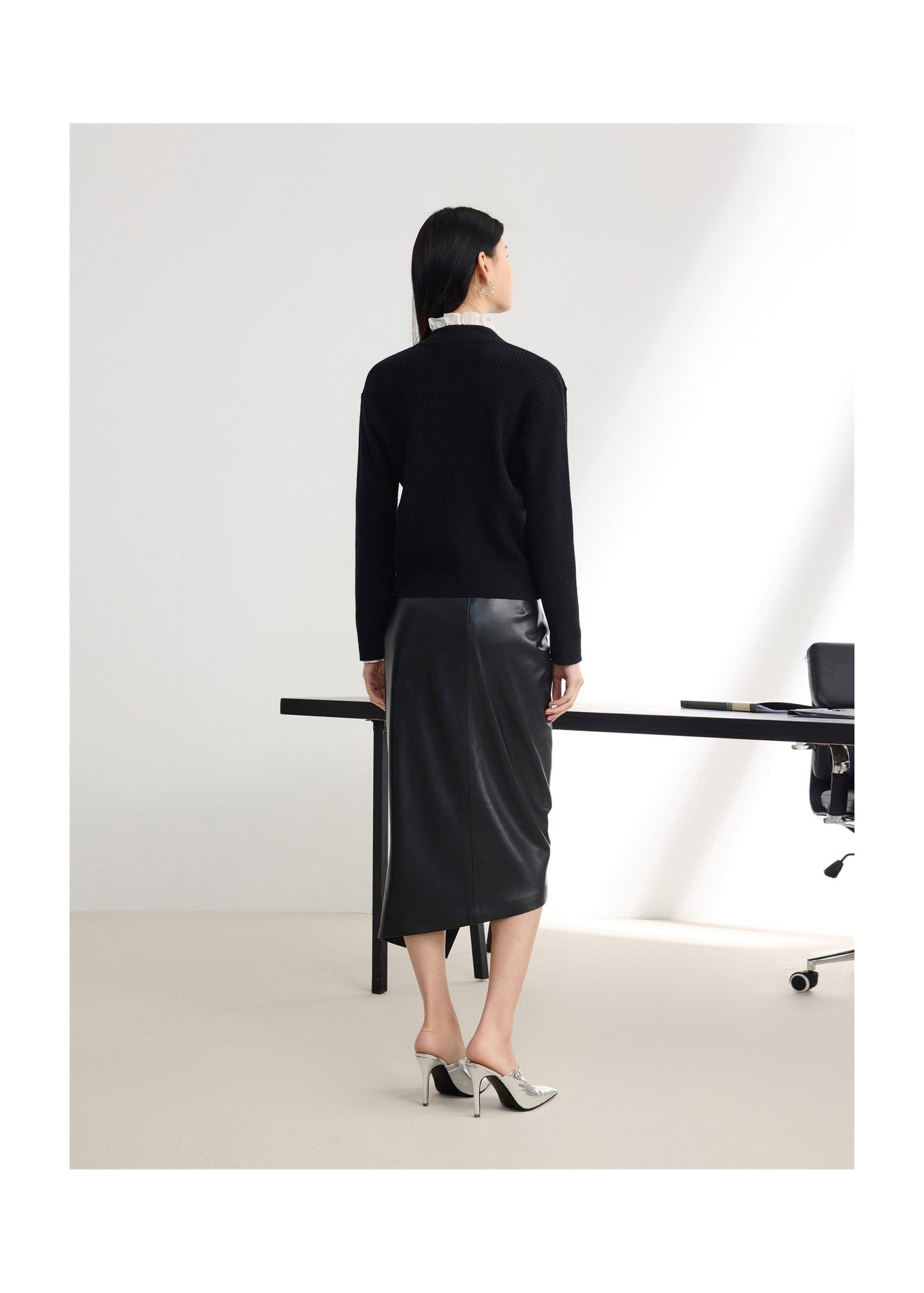 Pure Wool Knitted Cardigan | Black