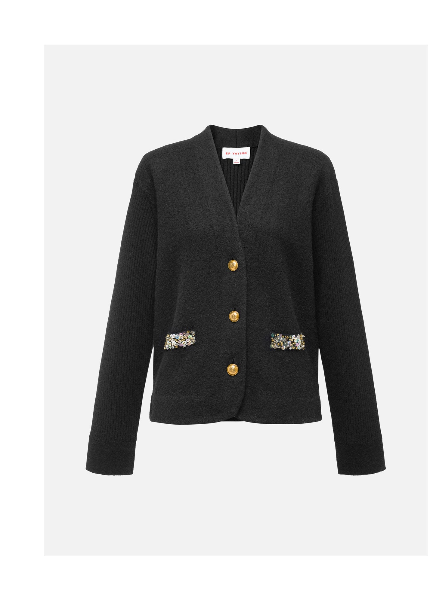 Pure Wool Knitted Cardigan | Black