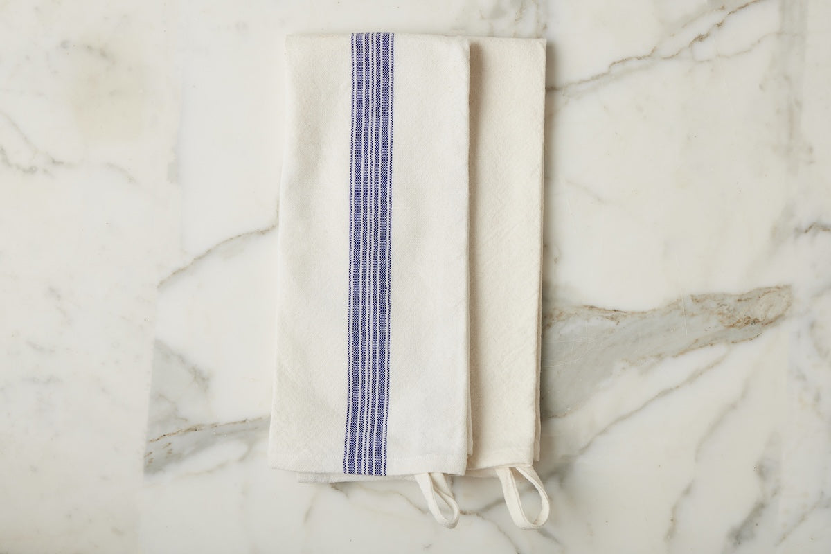 Kitchen Tea Towel | Vintage Navy Blue Stripe | Set of 2