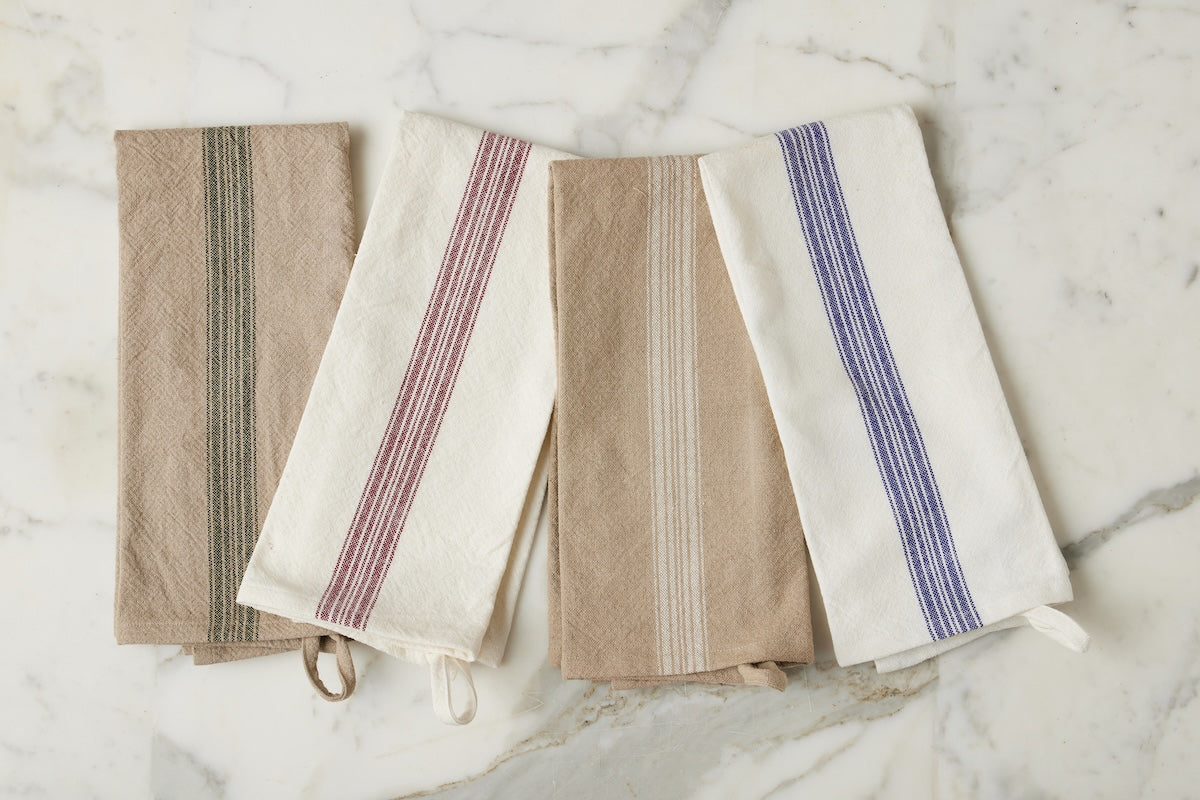 Kitchen Tea Towel | Vintage Spruce Green Stripe | Set of 2