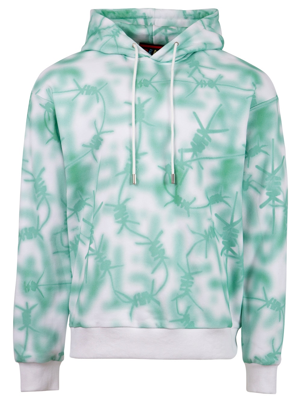 Real Buy | Nails Print Tie Dye Hooded Sweatshirt Green And White