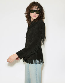 Womens | Suede Fringe Jacket | Black