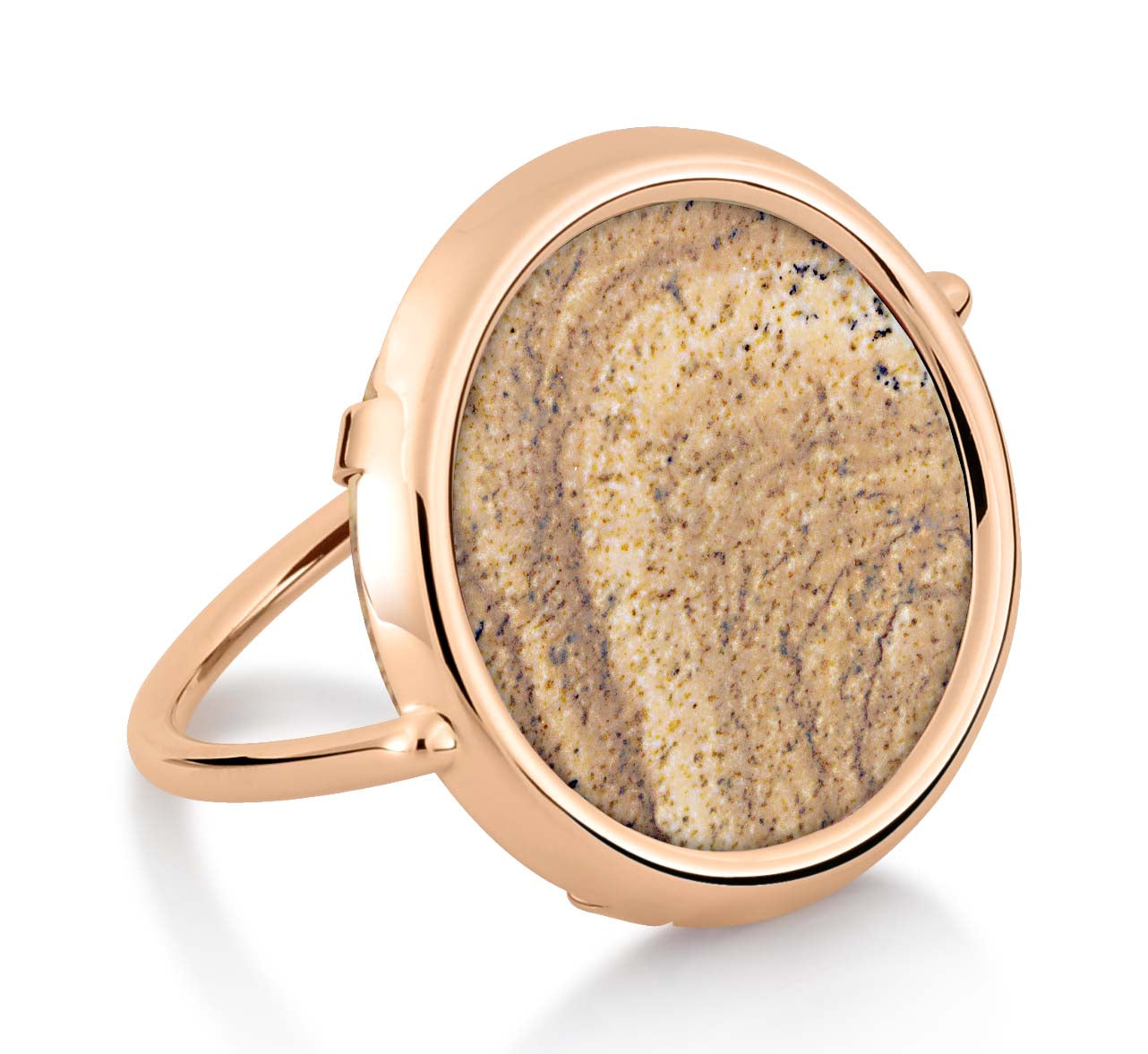 Picture Jasper Disc Ring | 18K Rose Gold