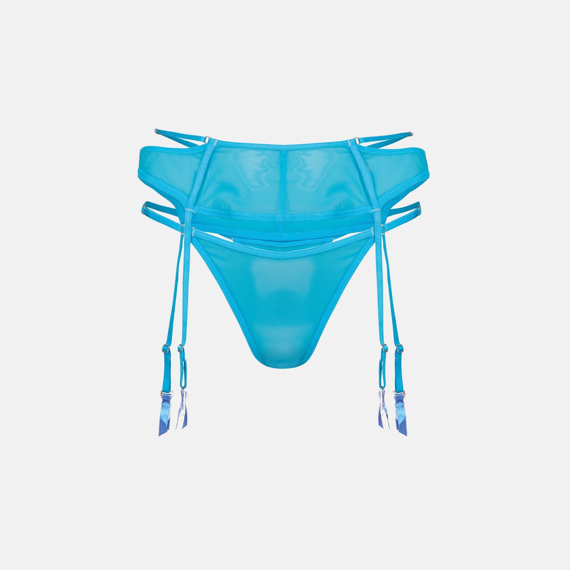 OW Collection Reyna Thong & Suspender | Malibu Blue