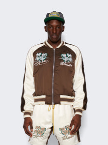 Men | Rhude | Satin Souvenier Jacket | Brown & Cream