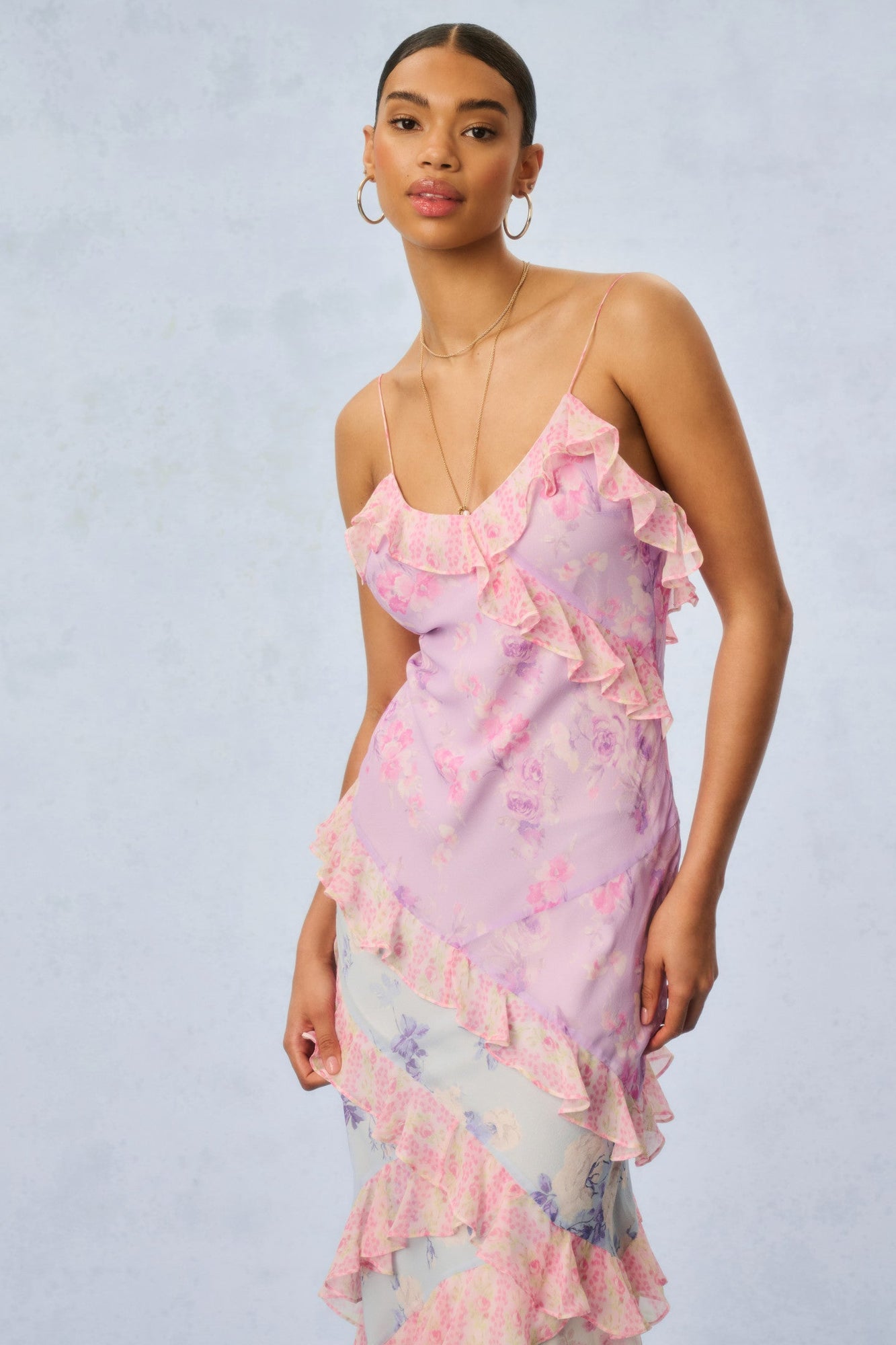 Rialto Silk Mixed Heirloom Print Dress | Blooming Paradise