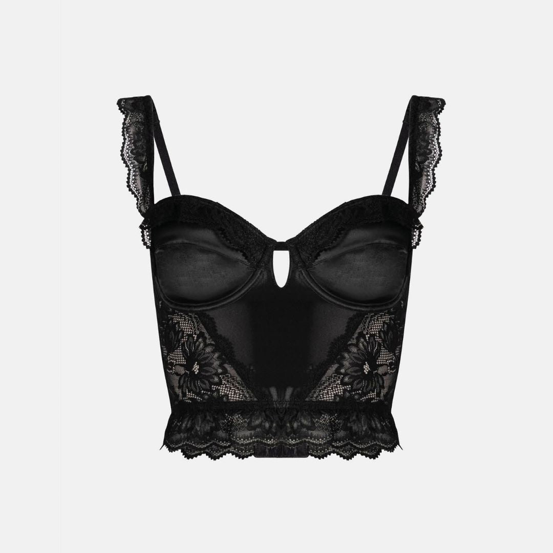 OW Collection Rosette Bustier Top Bustier | Black Caviar