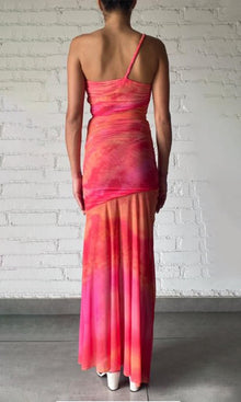 Rococo Sand | Amber Power Mesh Long Dress | Orange/Yellow