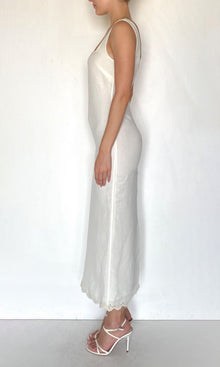 Womens | Bea Linen Cotton Square Neck Midi Dress | Ivory
