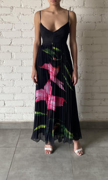 Womens | Bryn Polyester Crinkle Chiffon Pleated Dress | Black