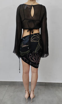Womens | Chris Viscose Crinkle Chffon Top | Black