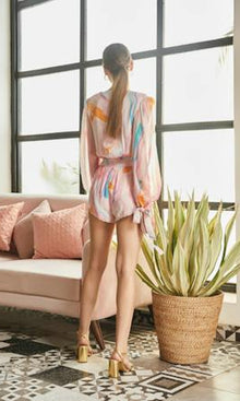 Womens | Davina Viscose Crepe Shorts | Pink Multi