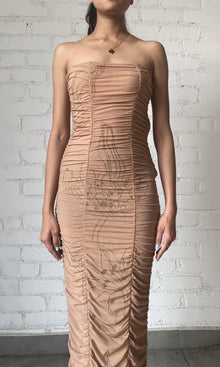 Womens | Dream Nylon Powermesh Long Dress | Nude