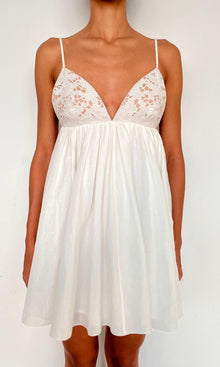Womens | Eli Thin Linen Cotton Embroidered Mini Dress | White