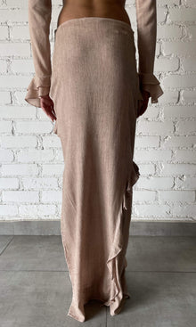 Rococo Sand | Gaia Viscose Cotton Georgtte Long Skirt | Nude