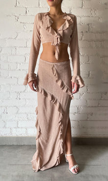 Rococo Sand | Gaia Viscose Cotton Georgtte Long Skirt | Nude