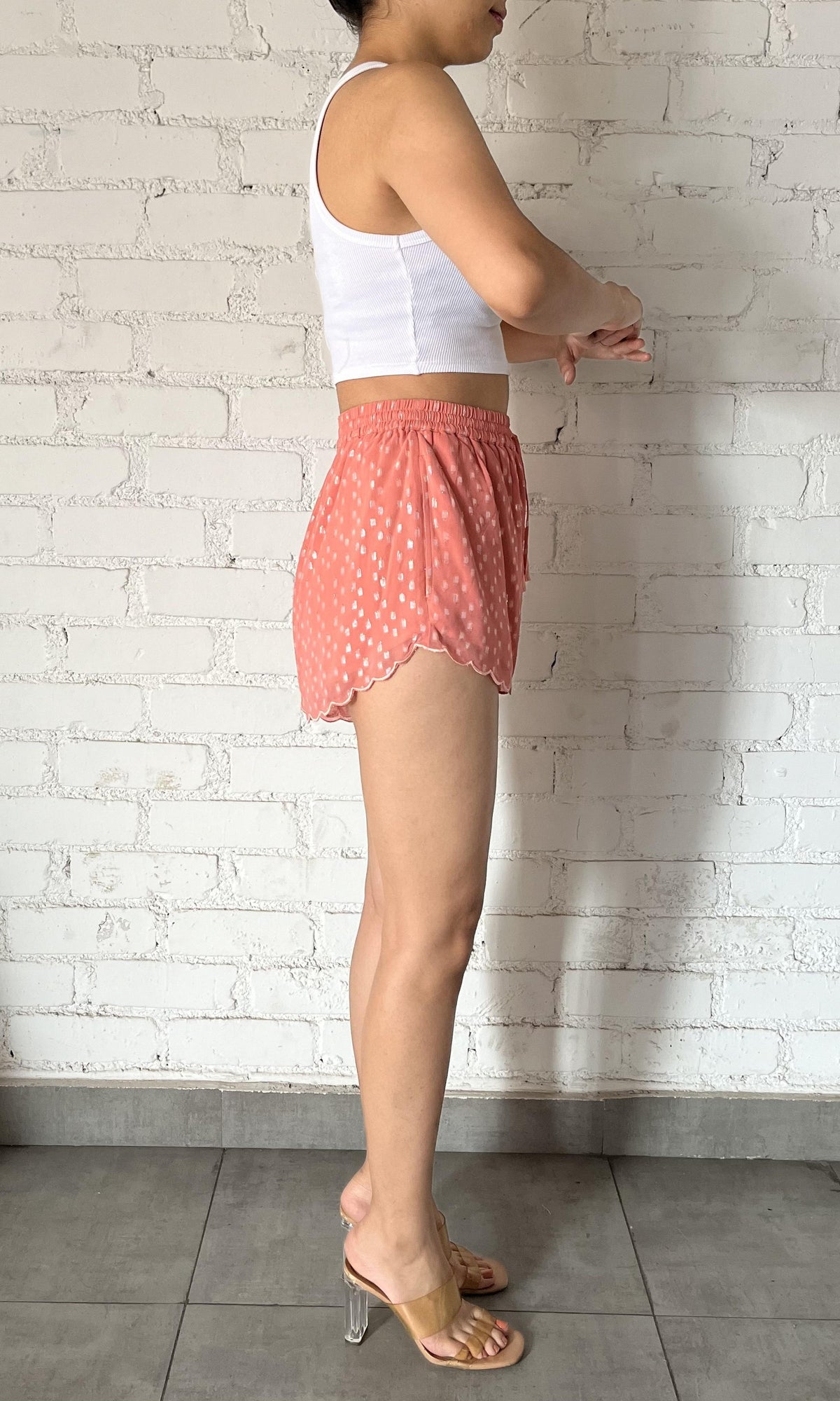Womens | Inv Viscose Georgtte Lurex Dobby Shorts | Pink